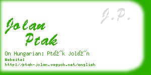 jolan ptak business card